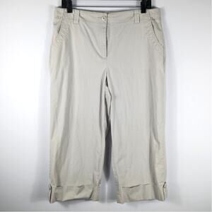 Talbots 12 Womens Cropped Pants Khaki Stretch Cotton Casual Capris Lycra Spandex